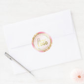 Roze en gouden glitter dank u pakket ronde sticker (Envelop)