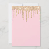 Roze en Gouden Glitter Drips 50ste verjaardag Uitn Kaart (Achterkant)