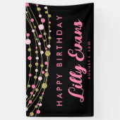 roze en gouden glitter Gelukkige verjaardag 30e 40 Spandoek (Verticaal)