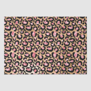Roze en Gouden Glitter Glam Leopard Spots Patroon Tissuepapier