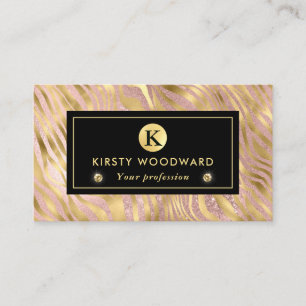 Roze en Gouden Glitter Glam Tijgerstrepen Patroon Visitekaartje