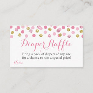 Roze en gouden Glitter Luier Raffle Tickets Kaarte Informatiekaartje