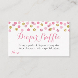 Roze en gouden Glitter Luier Raffle Tickets Kaarte Informatiekaartje