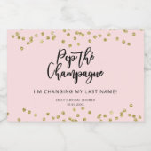 Roze en gouden Glitter Pop de Mousserende Wijnstok Sparkling Wijnetiket (Enkel label)