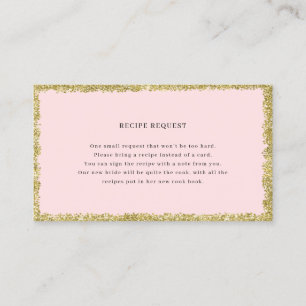 Roze en Gouden Glitter Recept Aanvraagkaart Visitekaartje