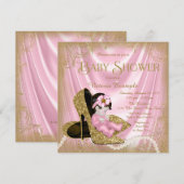 Roze en gouden Glitter Schoen Parel Baby shower Kaart (Voorkant / Achterkant)