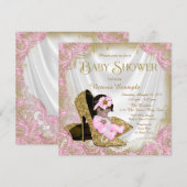 Roze en gouden Glitter Schoen Parel Baby shower Kaart (Voorkant / Achterkant)