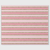 Roze en gouden Glitter Stripes Cadeaupapier (Vlak)