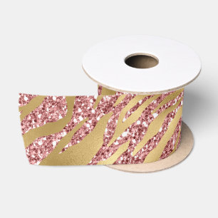 Roze en gouden glitters glam tijgerstrepen patroon lint