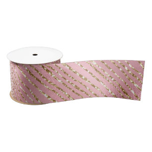 Roze en gouden glitters glamour strepen patroon lint