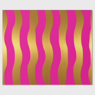 Roze en gouden golvende streep Glam Girl Cadeaupapier
