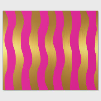 Roze en gouden golvende streep Glam Girl Cadeaupapier