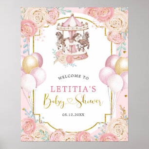 Roze en gouden gootsteenCarrousel Welkomstteken Poster