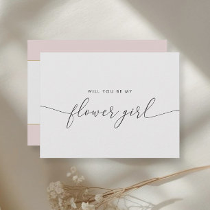 Roze en Gouden Hart Wil Je Mijn Bloemenmeisje Zijn Uitnodiging Briefkaart