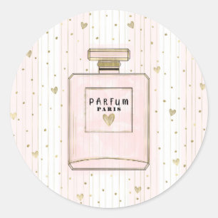 Roze en gouden harten Paris parfum chic mode Ronde Sticker