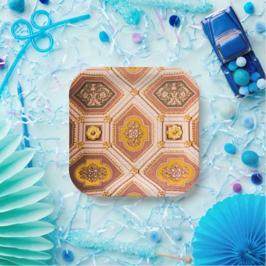 Roze en gouden Hongaarse architectuur Papieren Bordje (Feest)