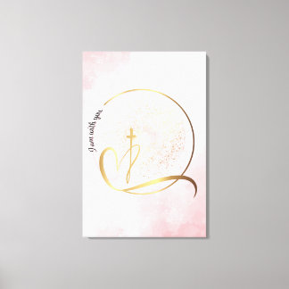 Roze en gouden I am Stretted Canvas Print