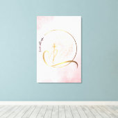Roze en gouden I am Stretted Canvas Print (Insitu (Houten vloer))