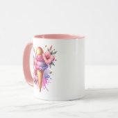 Roze en Gouden Ice Cream Cone Gepersonaliseerd Mok (Voorkant links)