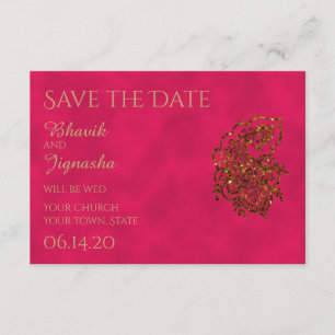 Roze en Gouden Indische Bruiloft Save the Date