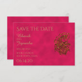 Roze en Gouden Indische Bruiloft Save the Date (Voorkant / Achterkant)