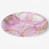 Roze en gouden inkt cirkel patroon papieren bordje (Gekanteld)