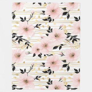 Roze en gouden kersenbloesems fleece deken