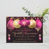 Roze en gouden kerstballen Quinceanera Kaart (Staand voorkant)