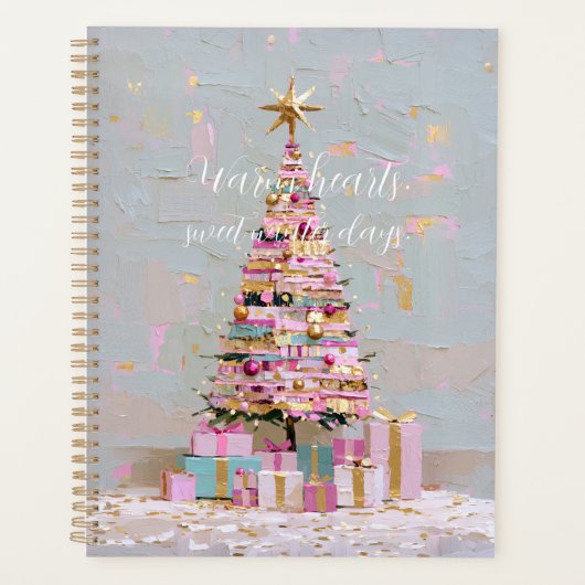 Roze en gouden kerstboom met impasto planner (Voorkant)