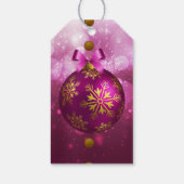 Roze en gouden kerstcadeaus cadeaulabel (Achterkant)