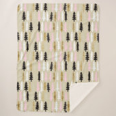 Roze en gouden kerstpatroonSherpa Blanket Sherpa Deken (Voorkant)