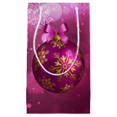 Roze en gouden kersttas met kleine cadeautjes klein cadeauzakje (Voorkant)