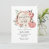 Roze en gouden kleine pompoen is onderweg kaart (Staand voorkant)