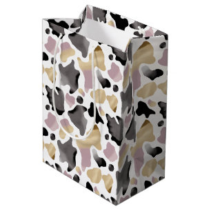 Roze en Gouden Koe Print Verjaardag Gift Bag Medium Cadeauzakje