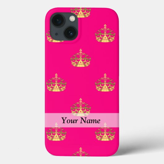 Roze en gouden kroonpatroon Case-Mate iPhone case (Achterkant)