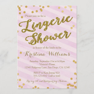 Roze en gouden lingerie bruids douche uitnodiging