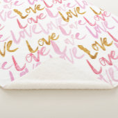 Roze en gouden LOVE Pattern Sherpa Blanket Sherpa Deken (3/4)