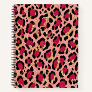 Roze en gouden luipaardprint notitieboek