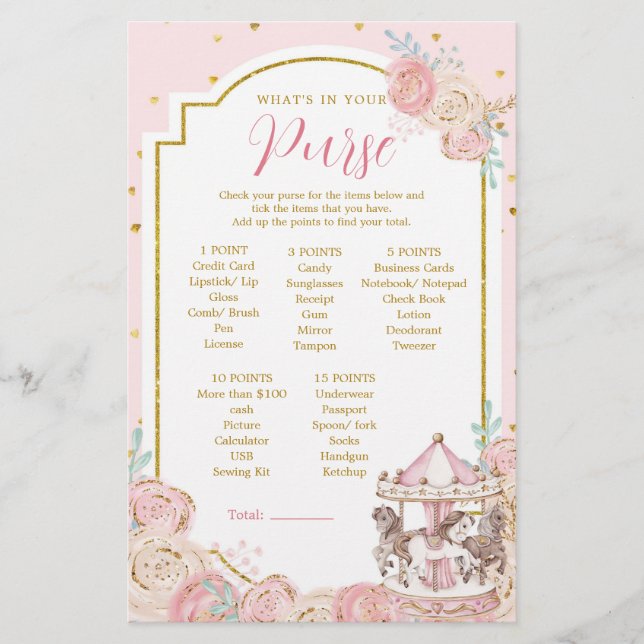 Roze en gouden, magische carrousel Wat zit er in u (Voorkant)