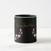 Roze en gouden Magnolia op zwarte oma Mok (Midden)