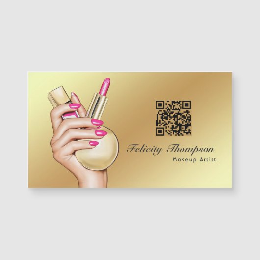 Roze en Gouden Make-upkunstenaar QR Code (Voorkant)