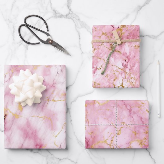 Roze en gouden marmer inpakpapier vel (Voorkant)
