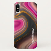 Roze en Gouden Marmer Monogram Case-Mate iPhone Case (Achterkant)