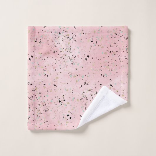 Roze en Gouden Marmer Terrazzo Bad Handdoek (Wasdoekje)