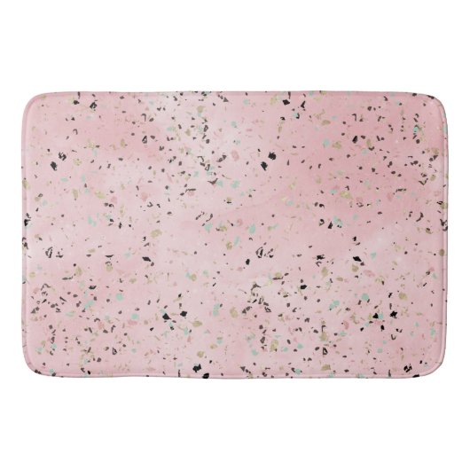 Roze en Gouden Marmer Terrazzo Badmat (Voorkant)
