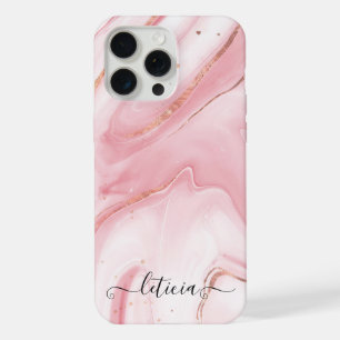 Roze en gouden marmeren meisjes iPhone 15 pro max hoesje