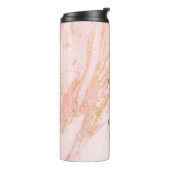 Roze en gouden marmeren patroon gepersonaliseerd   thermosbeker (Gedraaid links)