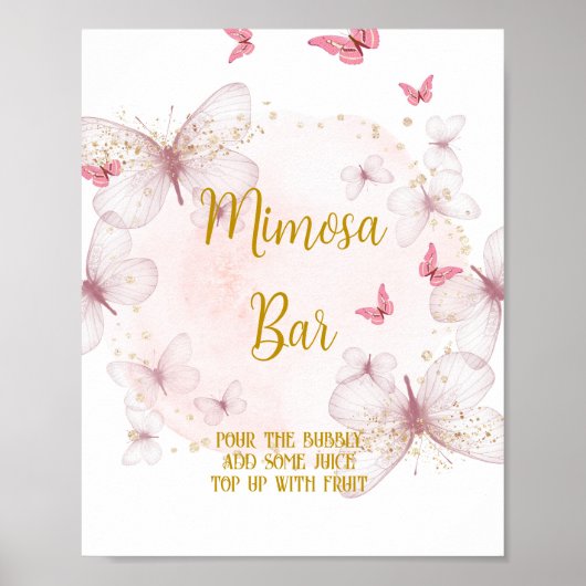 Roze en gouden martbord voor Mimosa-borden Poster (Voorkant)