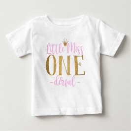 Roze en gouden Miss One Derful Baby T-Shirt