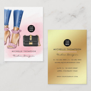 Roze en Gouden Mode Visitekaartje